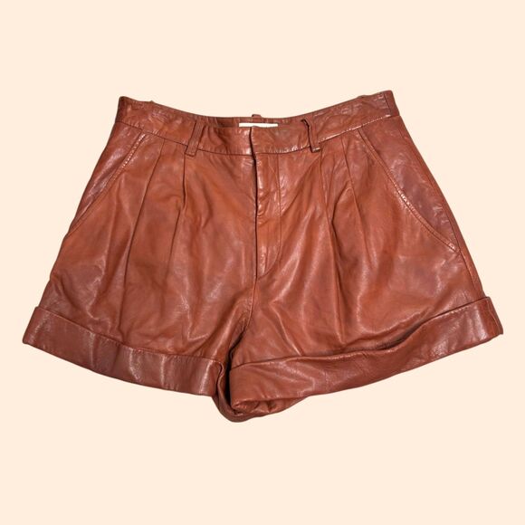 Isabel Marant Pleated Leather Shorts - Picture 1 of 5